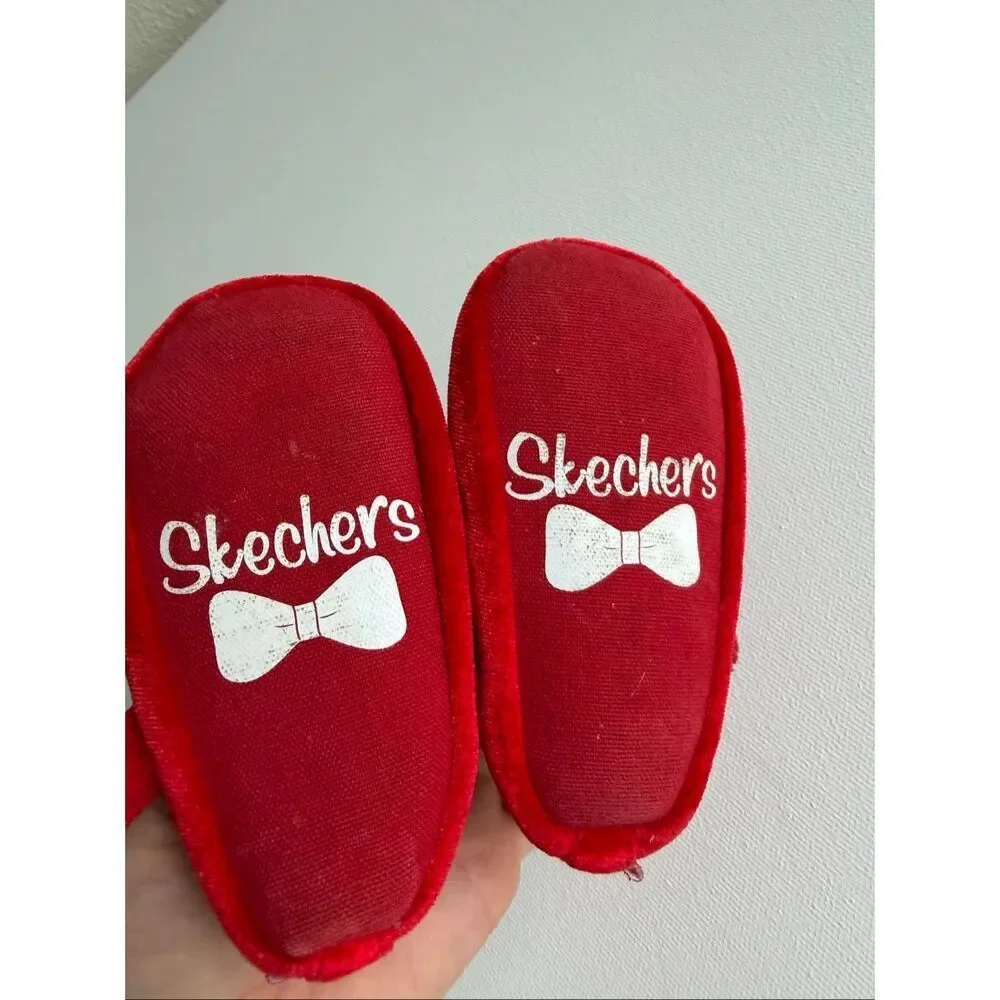 Skechers Baby Girls Bow Velvet Ballet Flats - Red size 2
